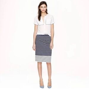 J. Crew Navy and White Striped Pencil Skirt size 6